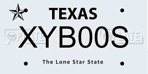 XYB00S Texas License Plate