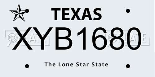 XYB1680 Texas License Plate