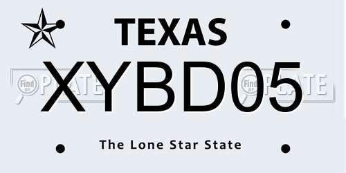 XYBD05 Texas License Plate