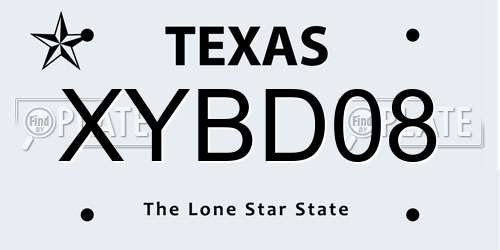 XYBD08 Texas License Plate