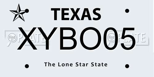 XYBO05 Texas License Plate