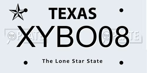 XYBO08 Texas License Plate