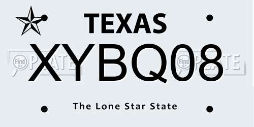 XYBQ08 Texas License Plate