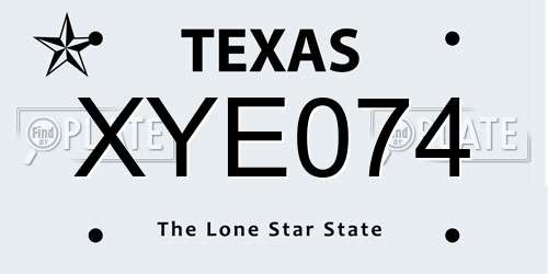 XYE074 Texas License Plate