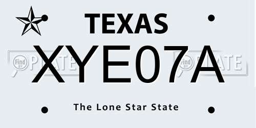 XYE07A Texas License Plate
