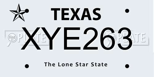 XYE263 Texas License Plate