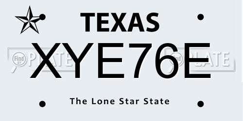XYE76E Texas License Plate