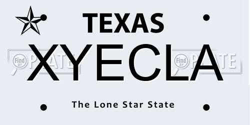 XYECLA Texas License Plate
