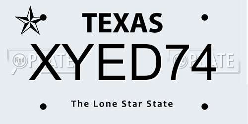 XYED74 Texas License Plate