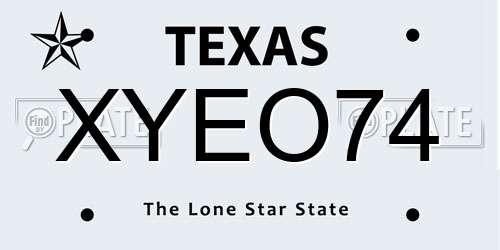 XYEO74 Texas License Plate