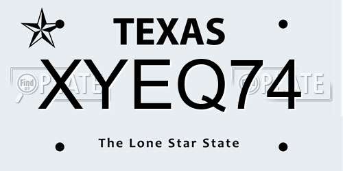 XYEQ74 Texas License Plate