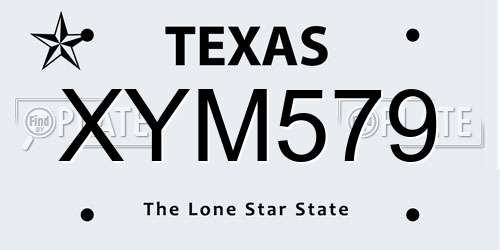 XYM579 Texas License Plate