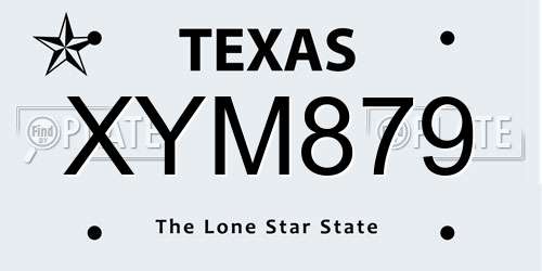 XYM879 Texas License Plate