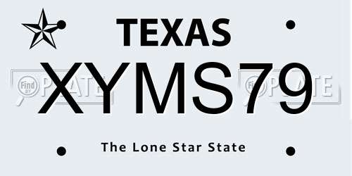 XYMS79 Texas License Plate
