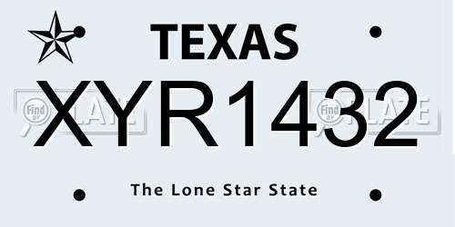 XYR1432 Texas License Plate