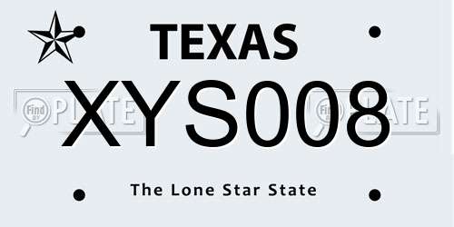 XYS008 Texas License Plate