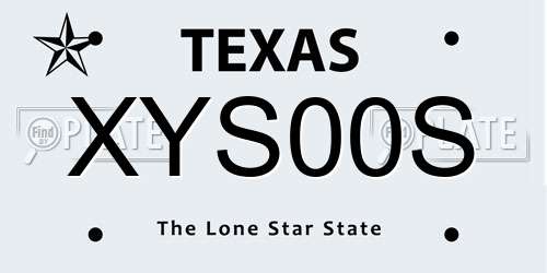 XYS00S Texas License Plate
