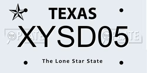 XYSD05 Texas License Plate