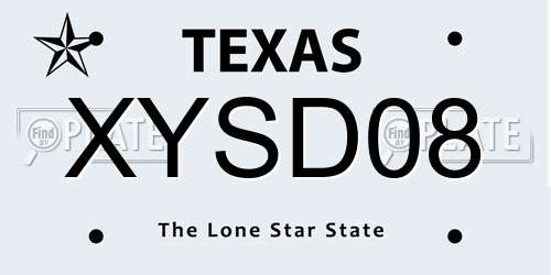 XYSD08 Texas License Plate