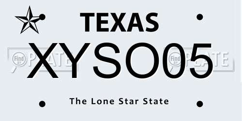 XYSO05 Texas License Plate