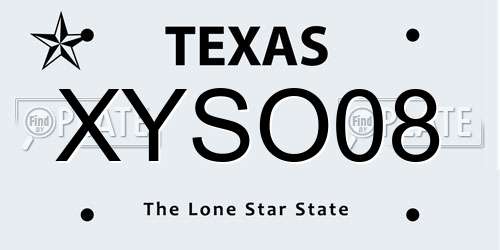 XYSO08 Texas License Plate