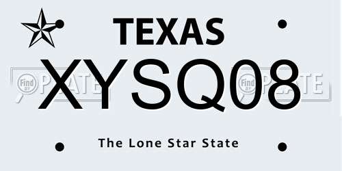 XYSQ08 Texas License Plate