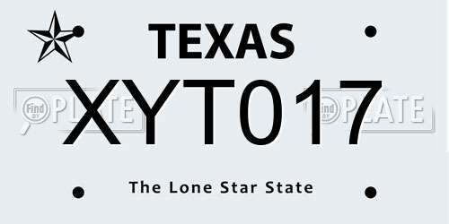XYT017 Texas License Plate