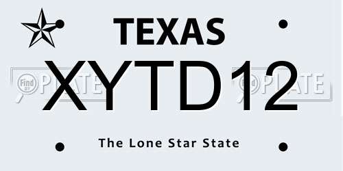 XYTD12 Texas License Plate