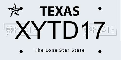 XYTD17 Texas License Plate
