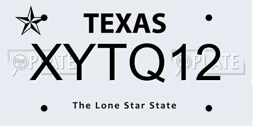 XYTQ12 Texas License Plate