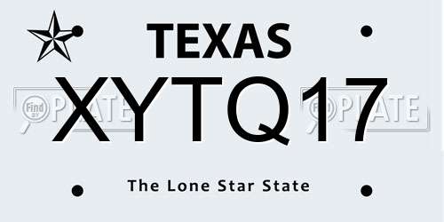 XYTQ17 Texas License Plate