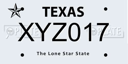 XYZ017 Texas License Plate