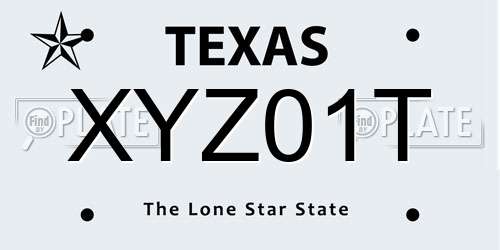 XYZ01T Texas License Plate
