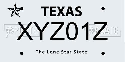 XYZ01Z Texas License Plate