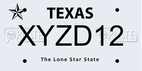 XYZD12 Texas License Plate