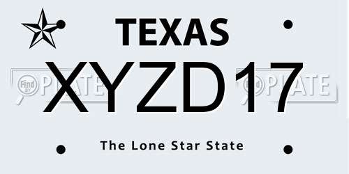 XYZD17 Texas License Plate