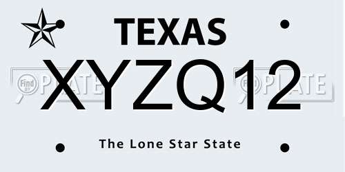 XYZQ12 Texas License Plate