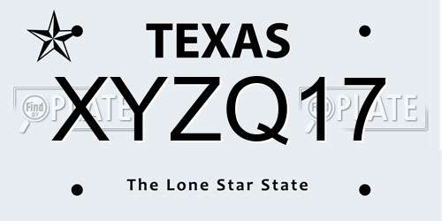 XYZQ17 Texas License Plate