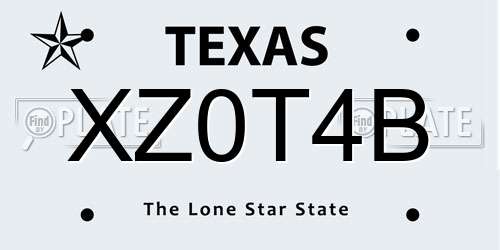XZ0T4B Texas License Plate