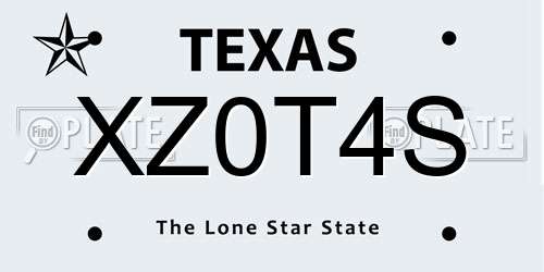 XZ0T4S Texas License Plate