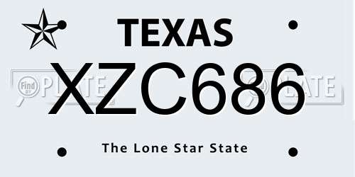 XZC686 Texas License Plate