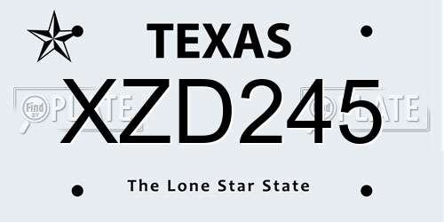 XZD245 Texas License Plate