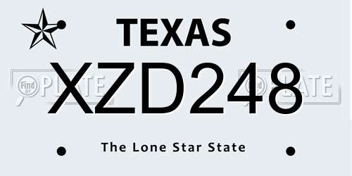XZD248 Texas License Plate