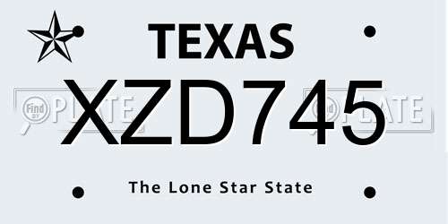 XZD745 Texas License Plate