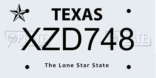 XZD748 Texas License Plate
