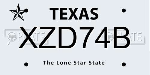 XZD74B Texas License Plate