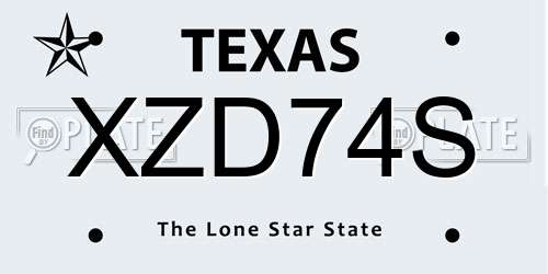 XZD74S Texas License Plate