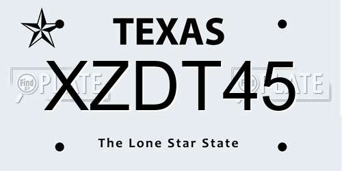 XZDT45 Texas License Plate