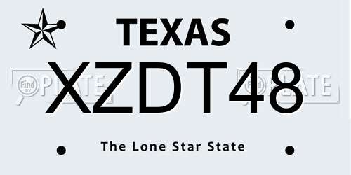 XZDT48 Texas License Plate