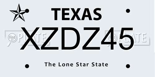 XZDZ45 Texas License Plate